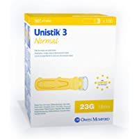 Lanceta de seguridad Unistik 3 AUAT1002 de un solo uso- profundidad normal- 100 unidades